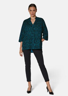 Bluse mit kontraststarkem Print und Fledermausärmeln thumbnail 2