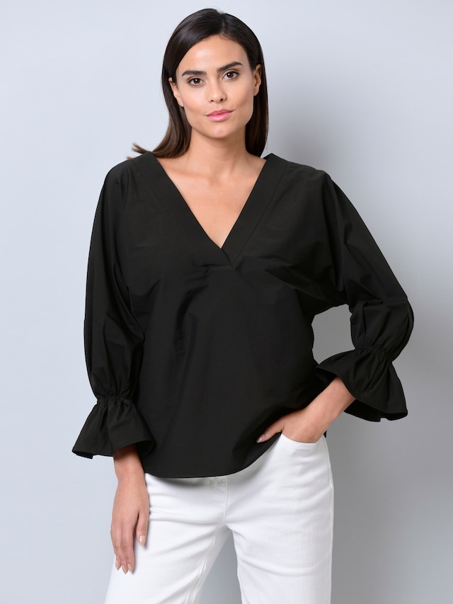 Oversizedbluse mit Volant am Ärmelabschluss