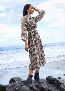Kleid mit Schlangen-Print und Spitzen-Ärmeln thumbnail 7