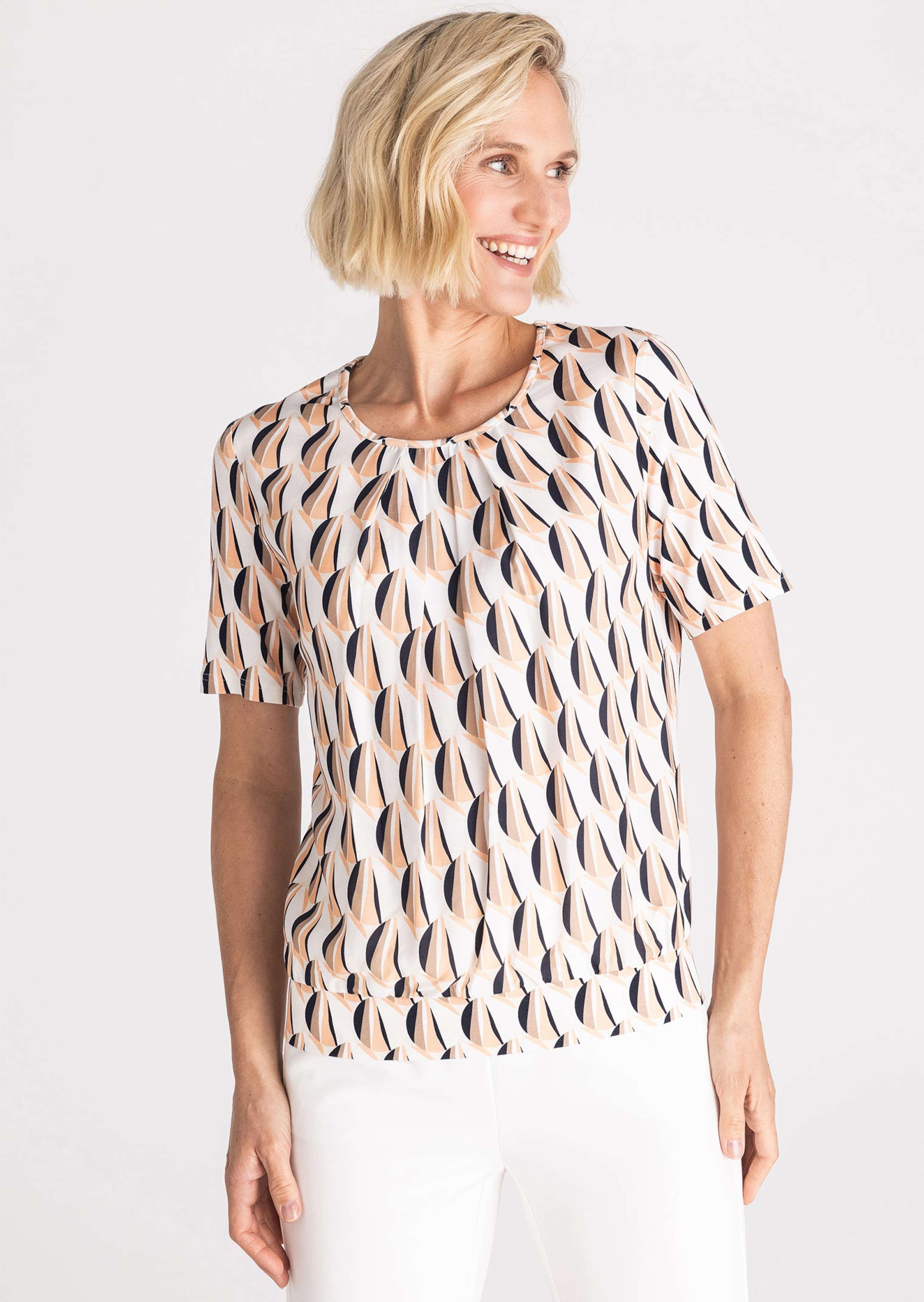 Blusenshirt aus Webware und Jersey