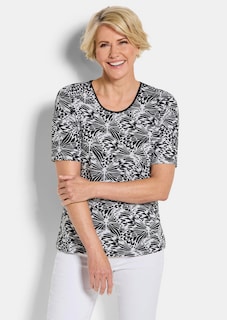 Jersey-Shirt mit Schwarz-Weiß-Print thumbnail 1