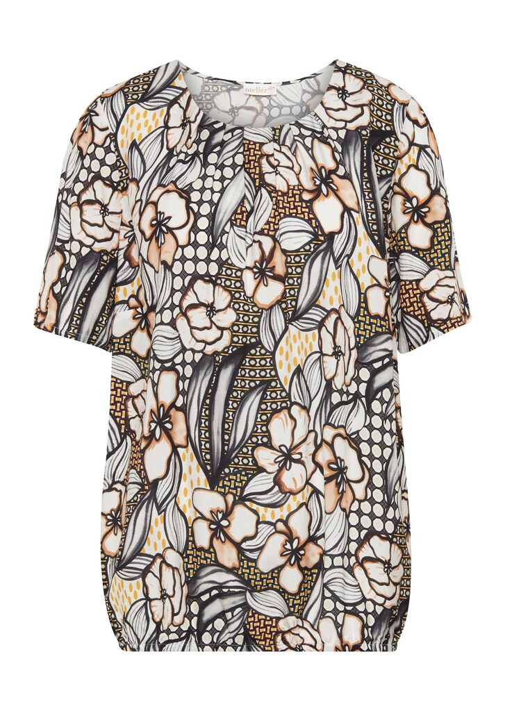 Vrouwelijke gedessineerde blouse met ronde hals