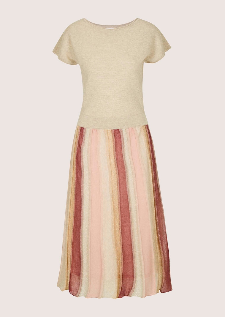 Leichtes Strickkleid mit Streifenrock