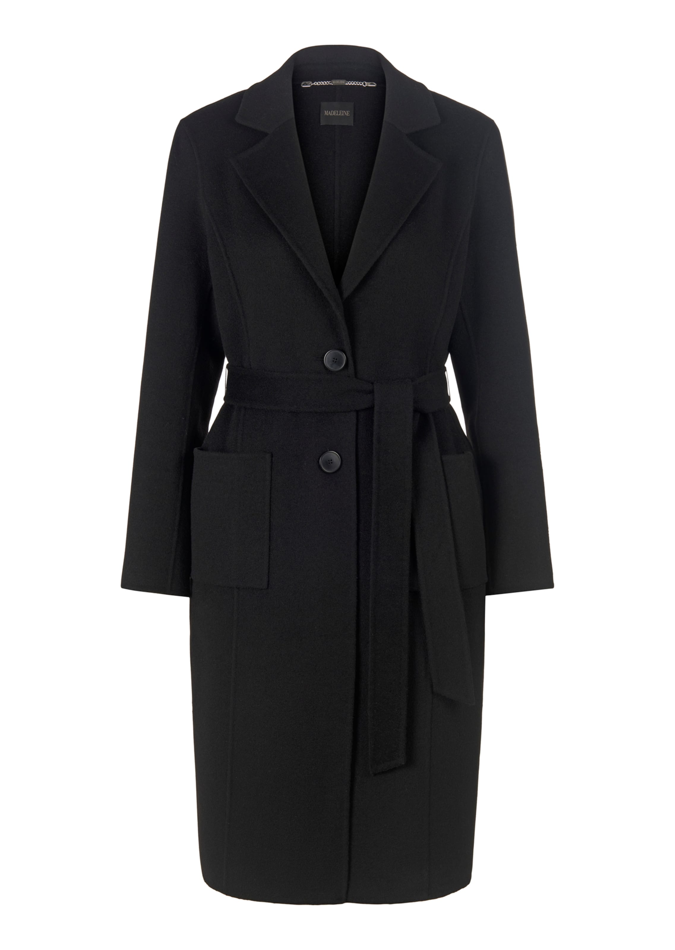 Wool coat with tie belt in black MADELEINE Fashion