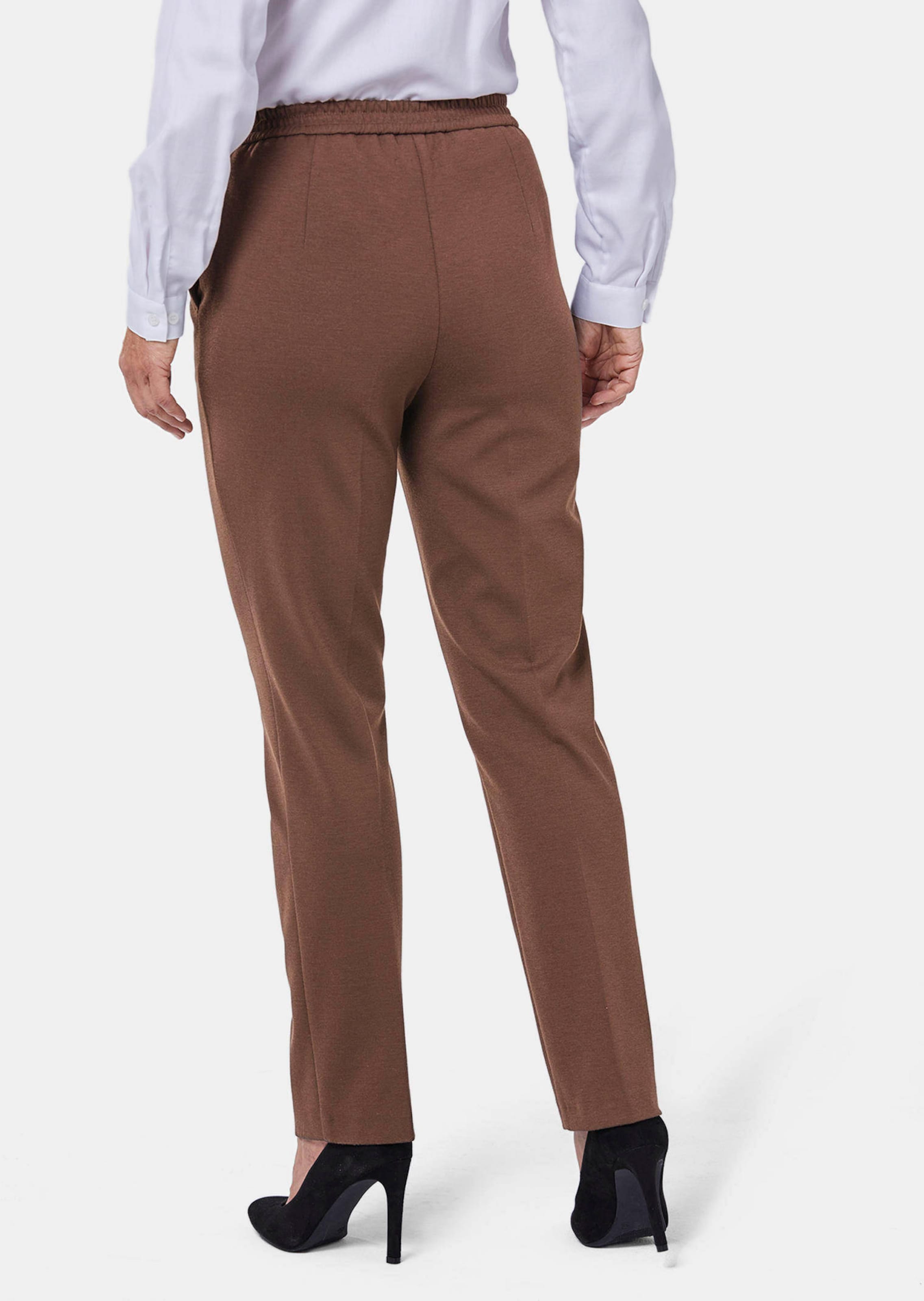 Pantalon infroissable aspect flanelle MARTHA - brun - Gr. 245 de Goldner Fashion