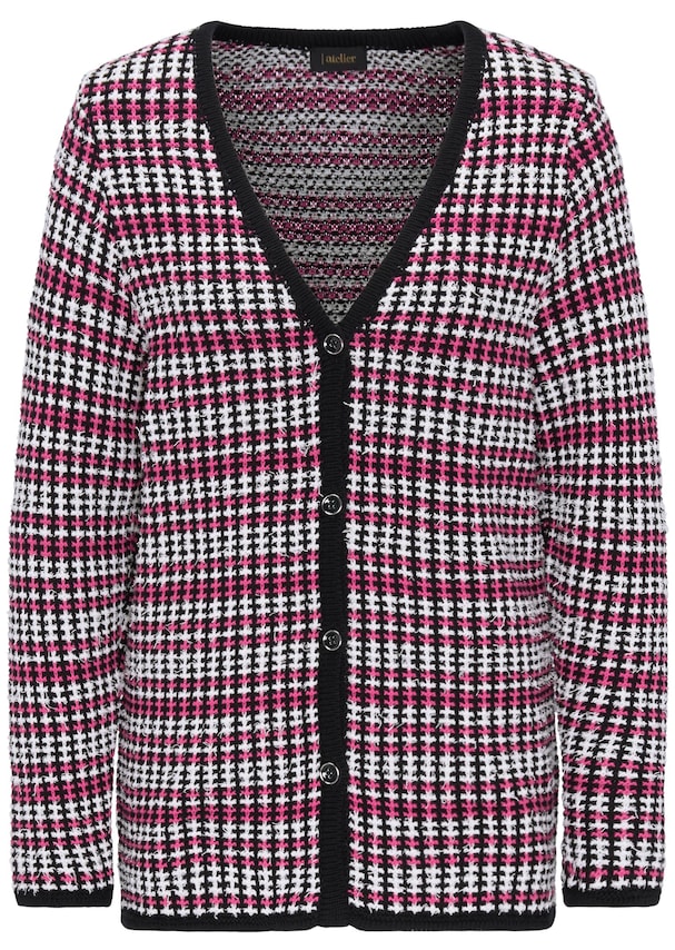 Elegante tricot blazer in fijne, contrasterende tricot 5