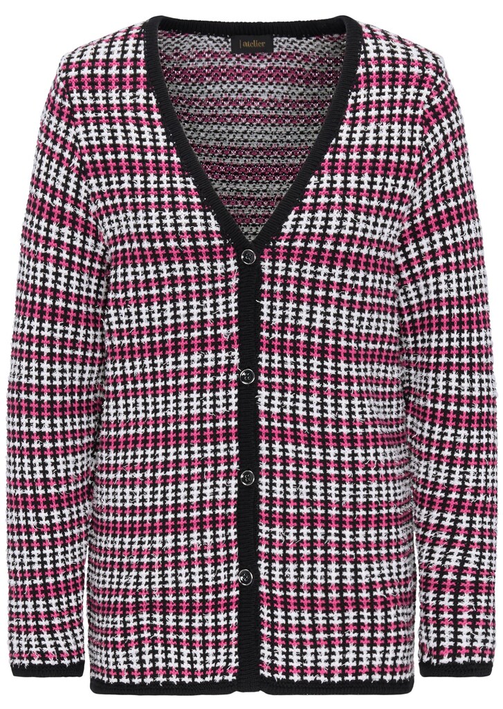 Elegante tricot blazer in fijne, contrasterende tricot 5