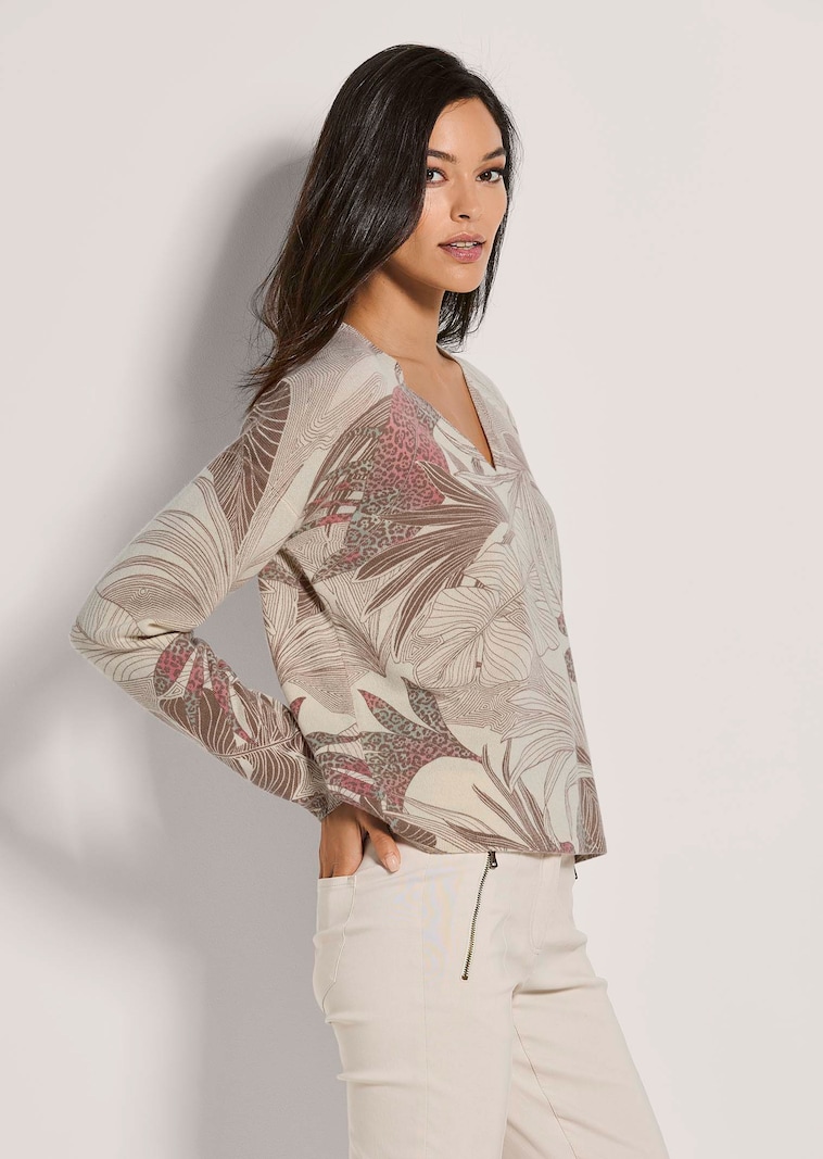 Kaschmir-Pullover mit Allover-Print