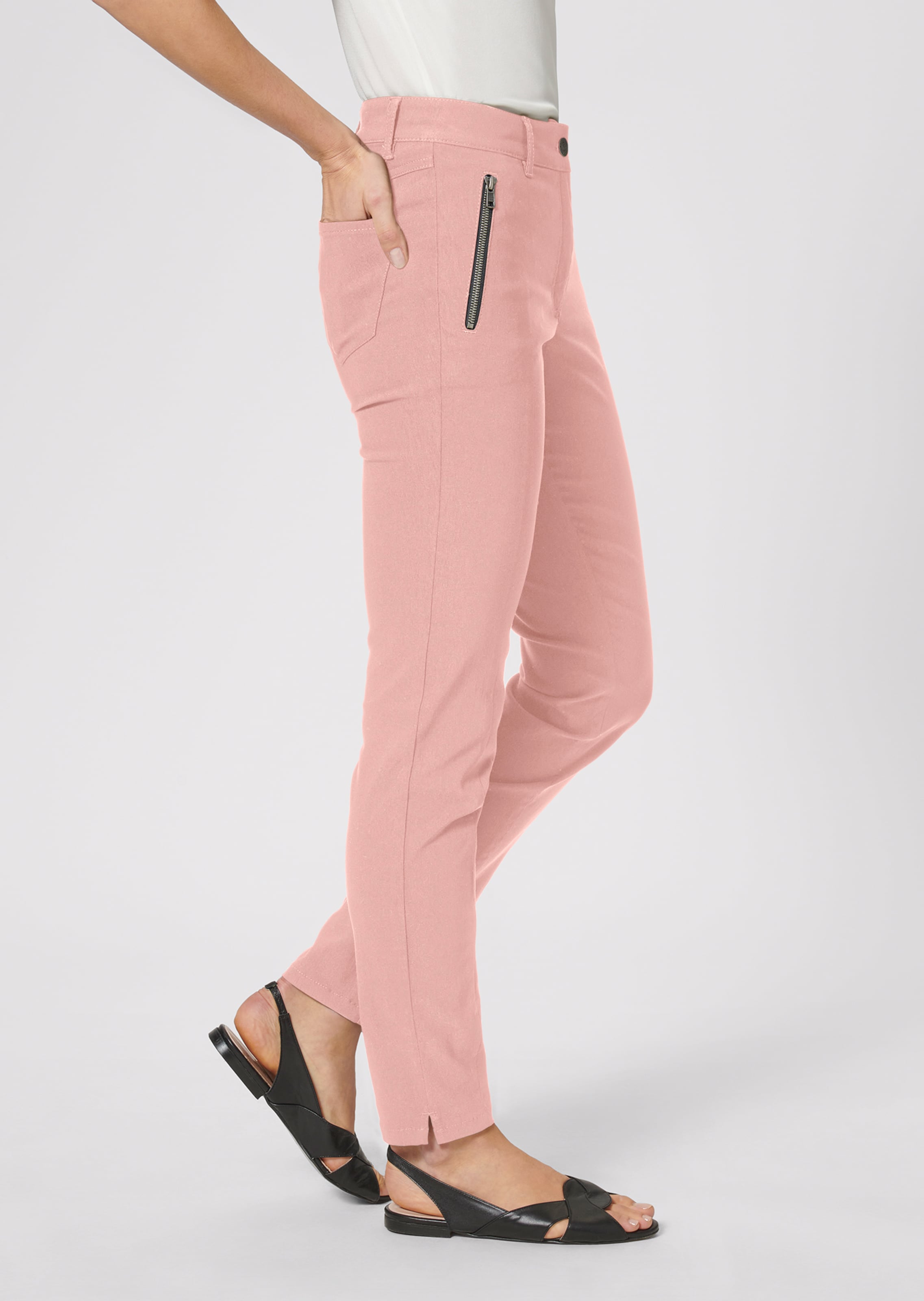 Pantalon Skinny Rose H&M Taille 36 - Avec Poches Zippées Et Cheville, Occasion Très Bon état, Coton/polyester