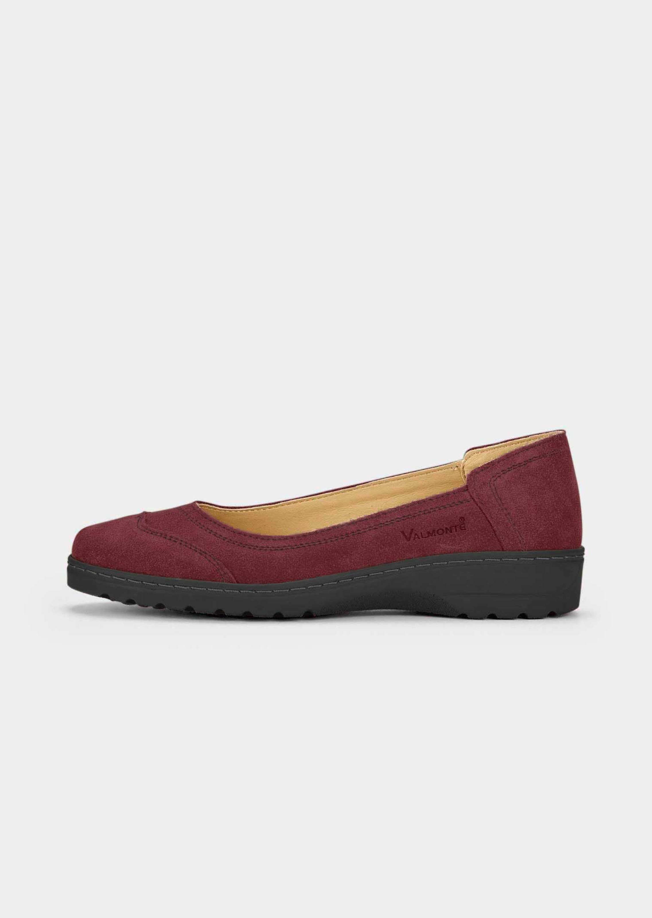 Leder-Ballerinas mit gesteppten Ziernähten
