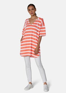 Kurzärmeliges Ringel-Sweatshirt mit Kapuze thumbnail 2