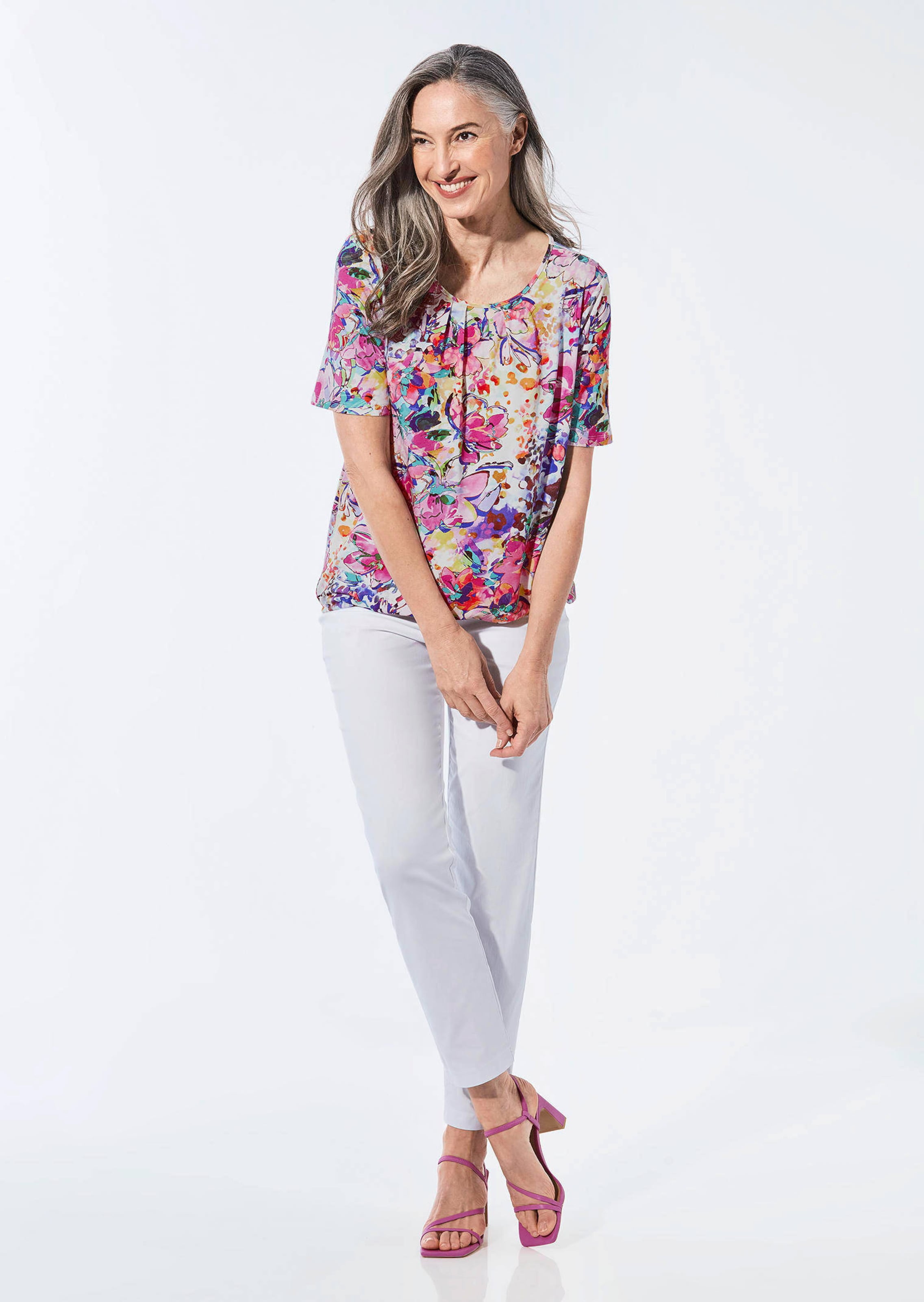 T-shirt imprimé aux détails raffinés - bunt / à motifs - Gr. 50 de Goldner Fashion