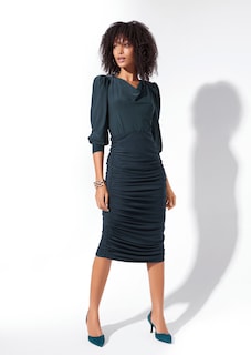 Geraffter Bleistift-Rock in Midi-Länge thumbnail 2