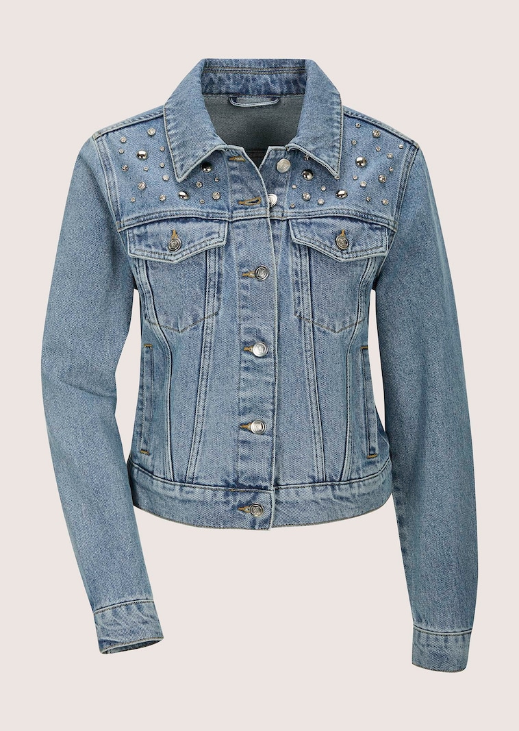 Kurze Jeansjacke mit Nieten
