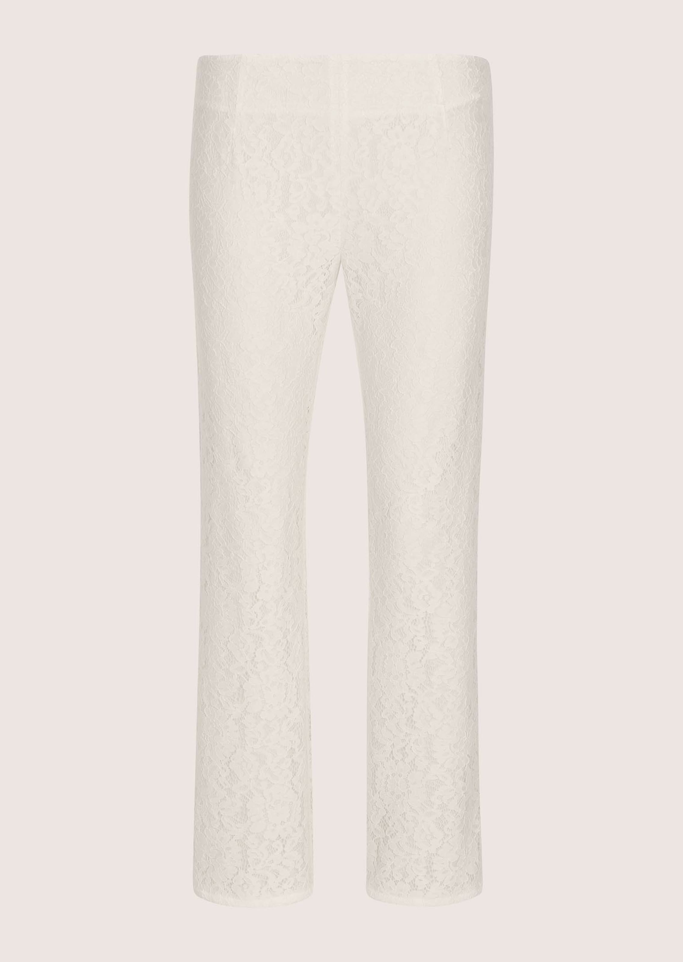 Cropped lace trousers in natural white | MADELEINE Fashion