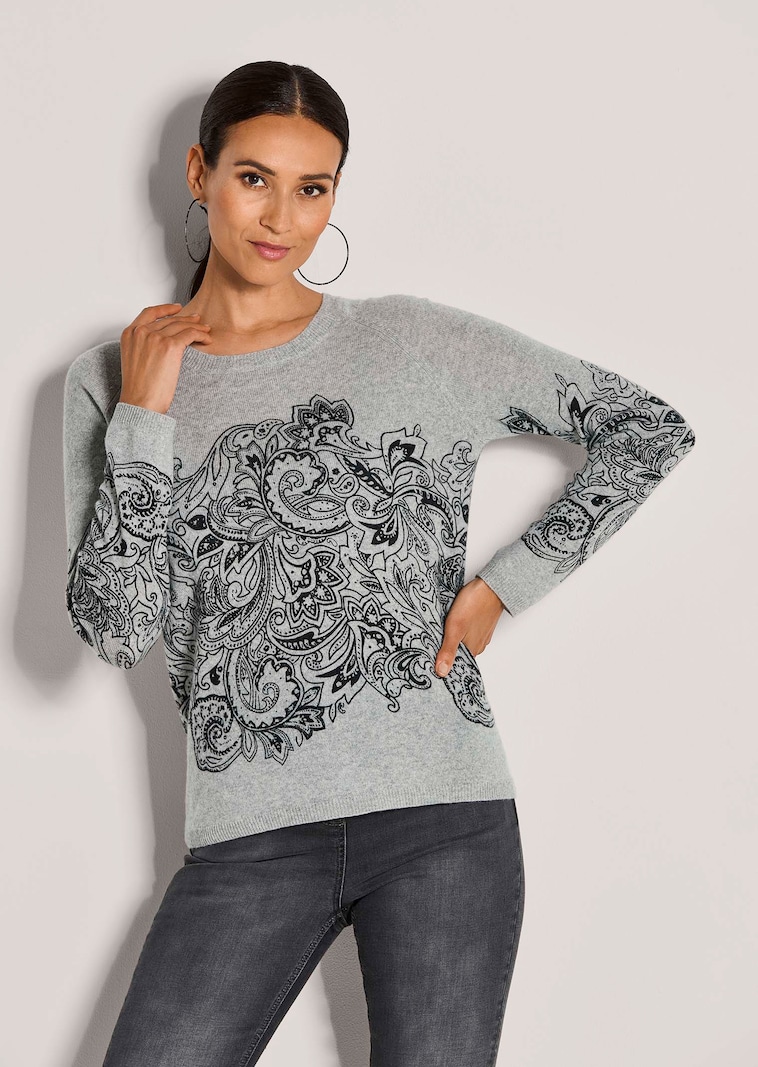 Kaschmir-Pullover mit wertvollem Druck