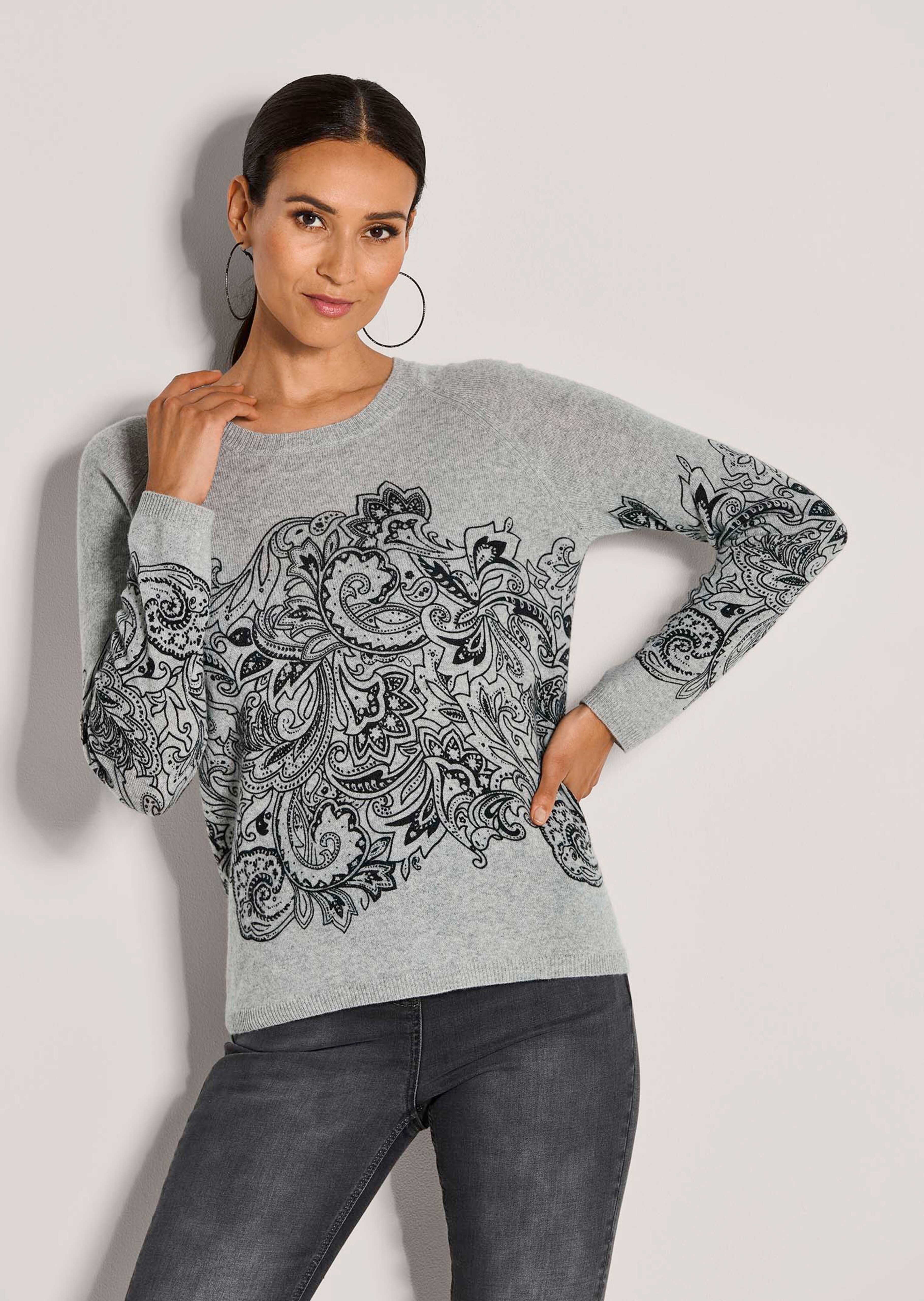 Kaschmir-Pullover mit wertvollem Druck