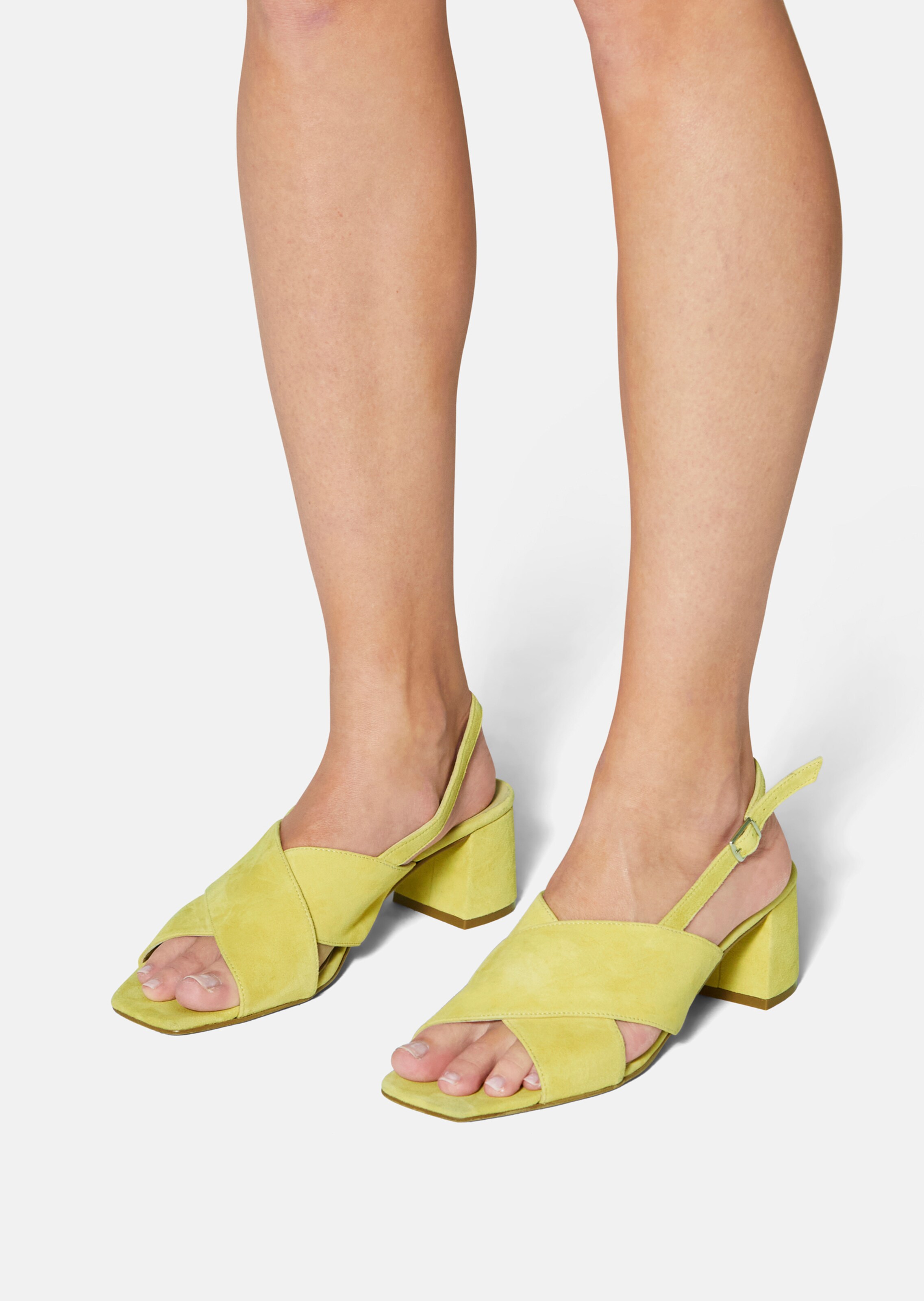 Veloursleder-Sandaletten mit Blockabsatz