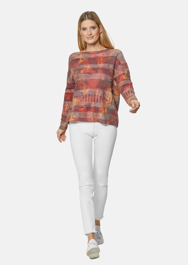 Round neck jumper with all-over print 1