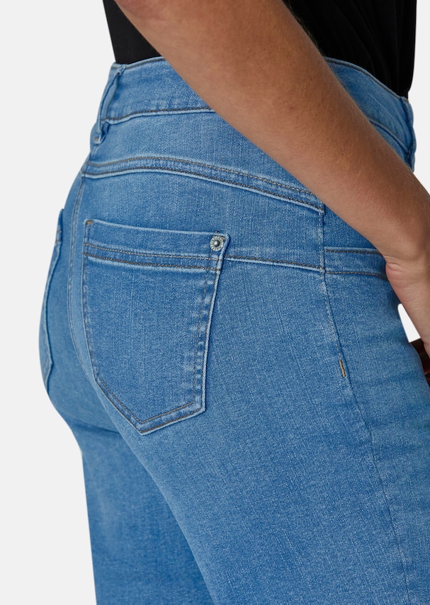 Verkürzte Slim fit-Jeans mit nachhaltiger Baumwolle und Waschung 4