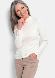 Shirt met lange mouwen en opstaande kraag, van katoen thumbnail 4