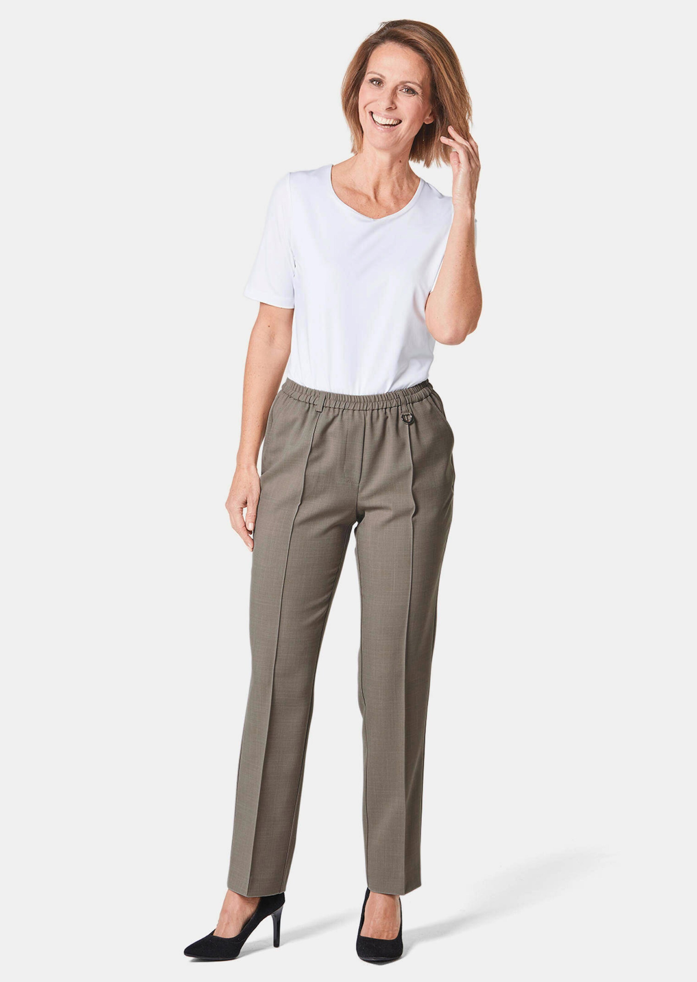 Pantalon quasi infroissable LOUISA traité SilverFresh - beige - Gr. 40 de Goldner Fashion