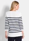 Maritimer Ringelpullover mit Ajourmuster thumbnail 3