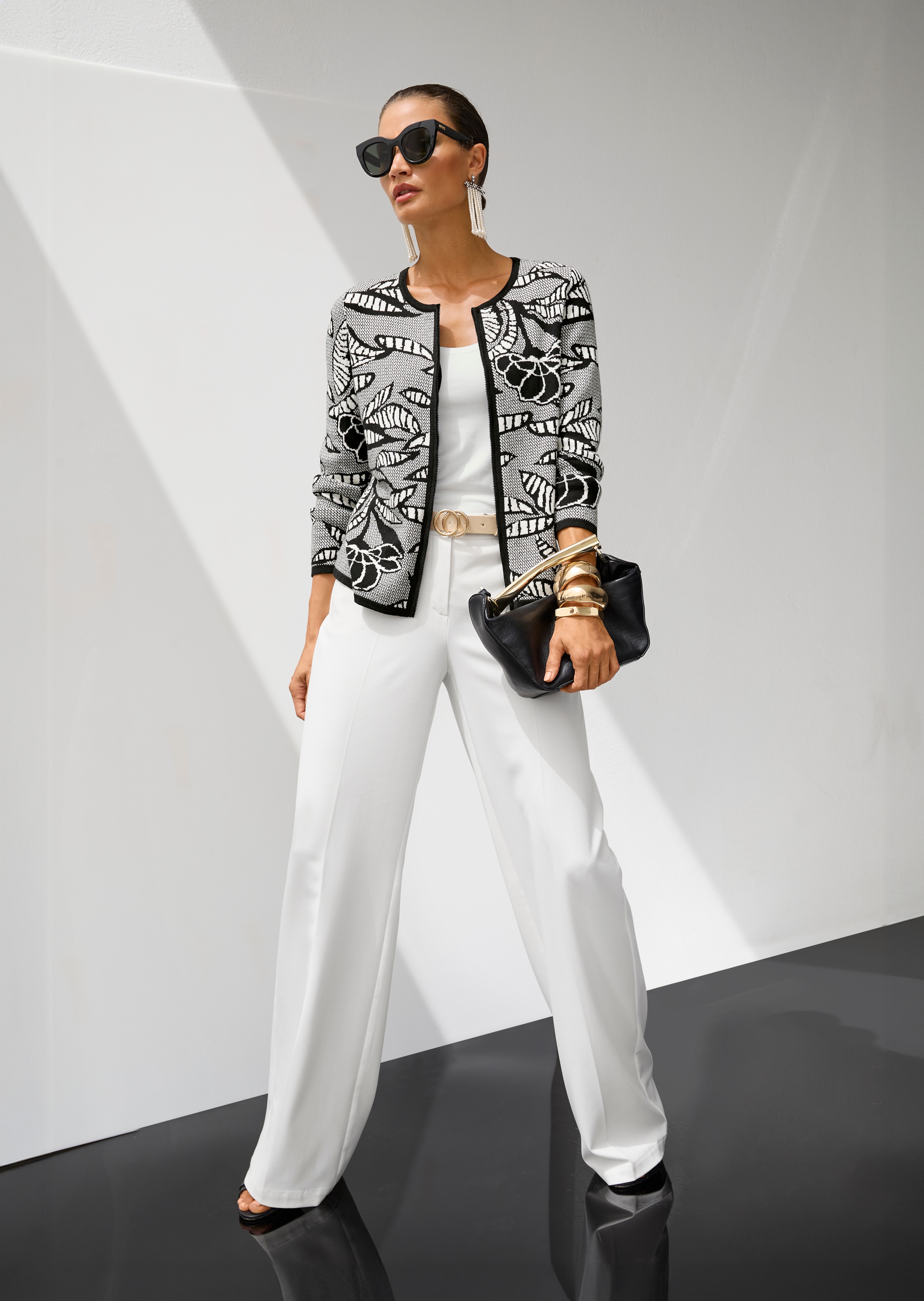Jacquard-Strickblazer mit Reissverschluss