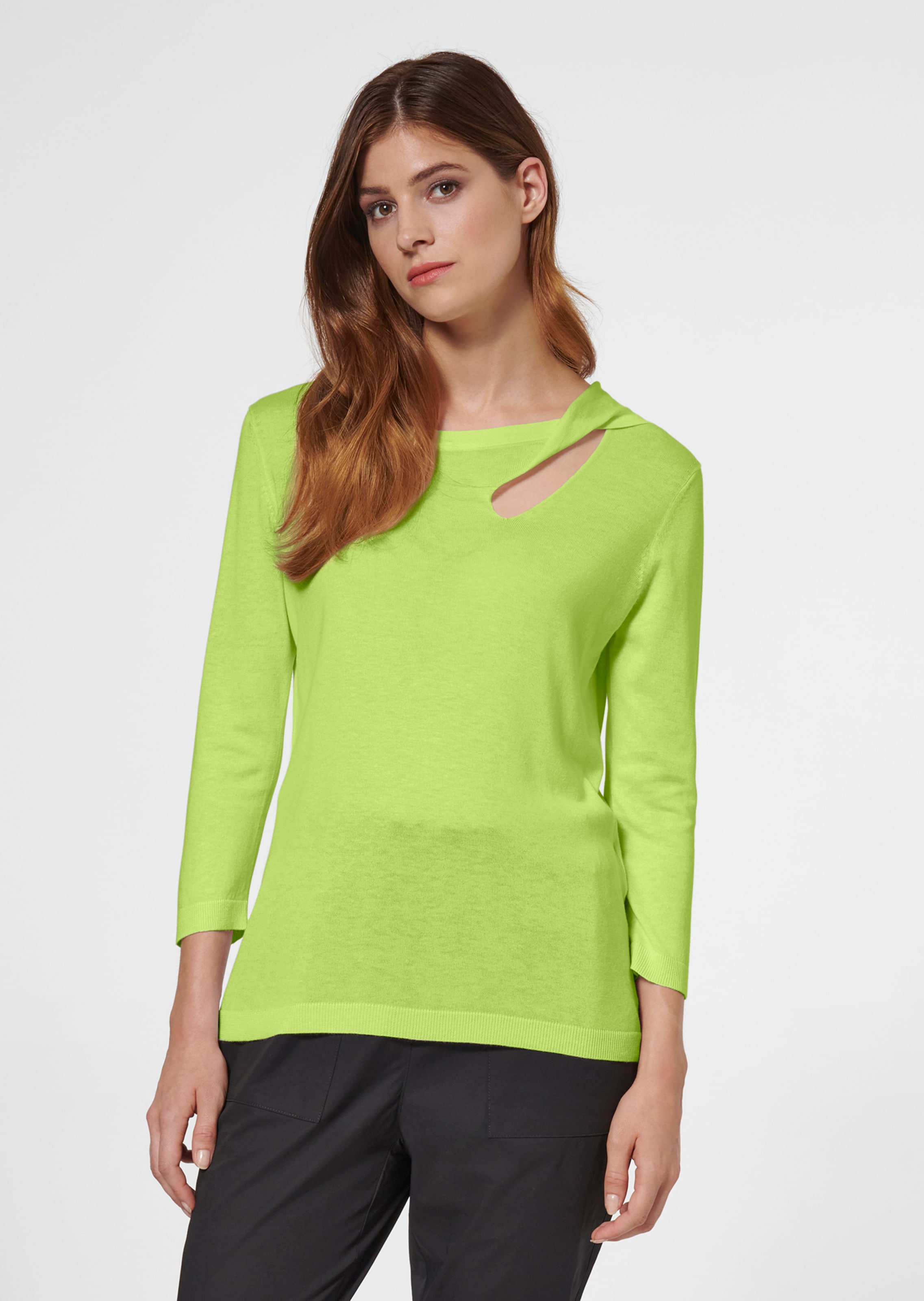 Feinstrick-Pullover mit 3/4-Ärmeln und Cut-out