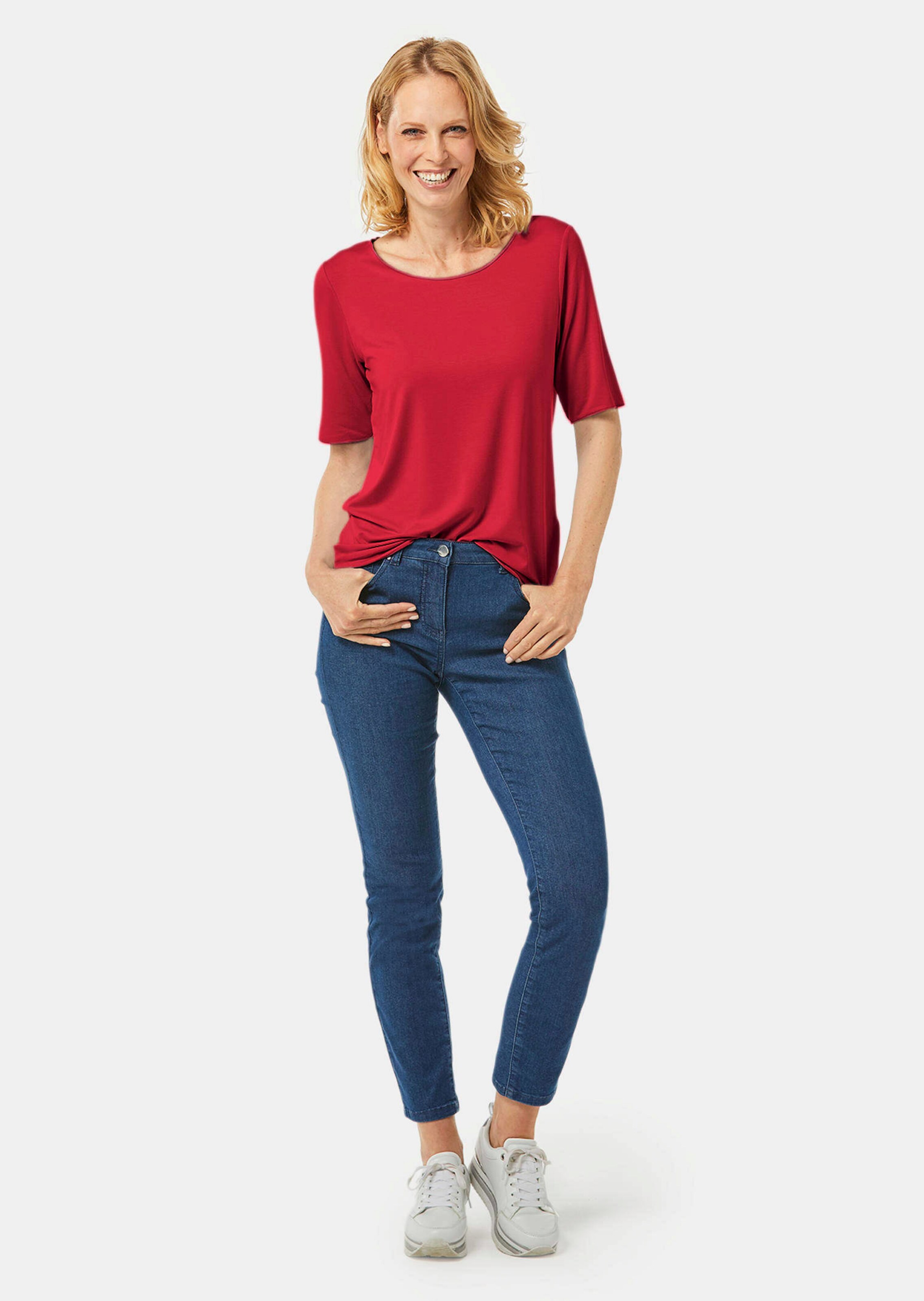 T-shirt avec liseré décoratif - rouge - Gr. 56 de Goldner Fashion