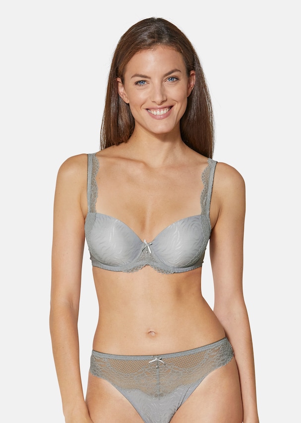 Jumper bra with elegant jacquard pattern and lace