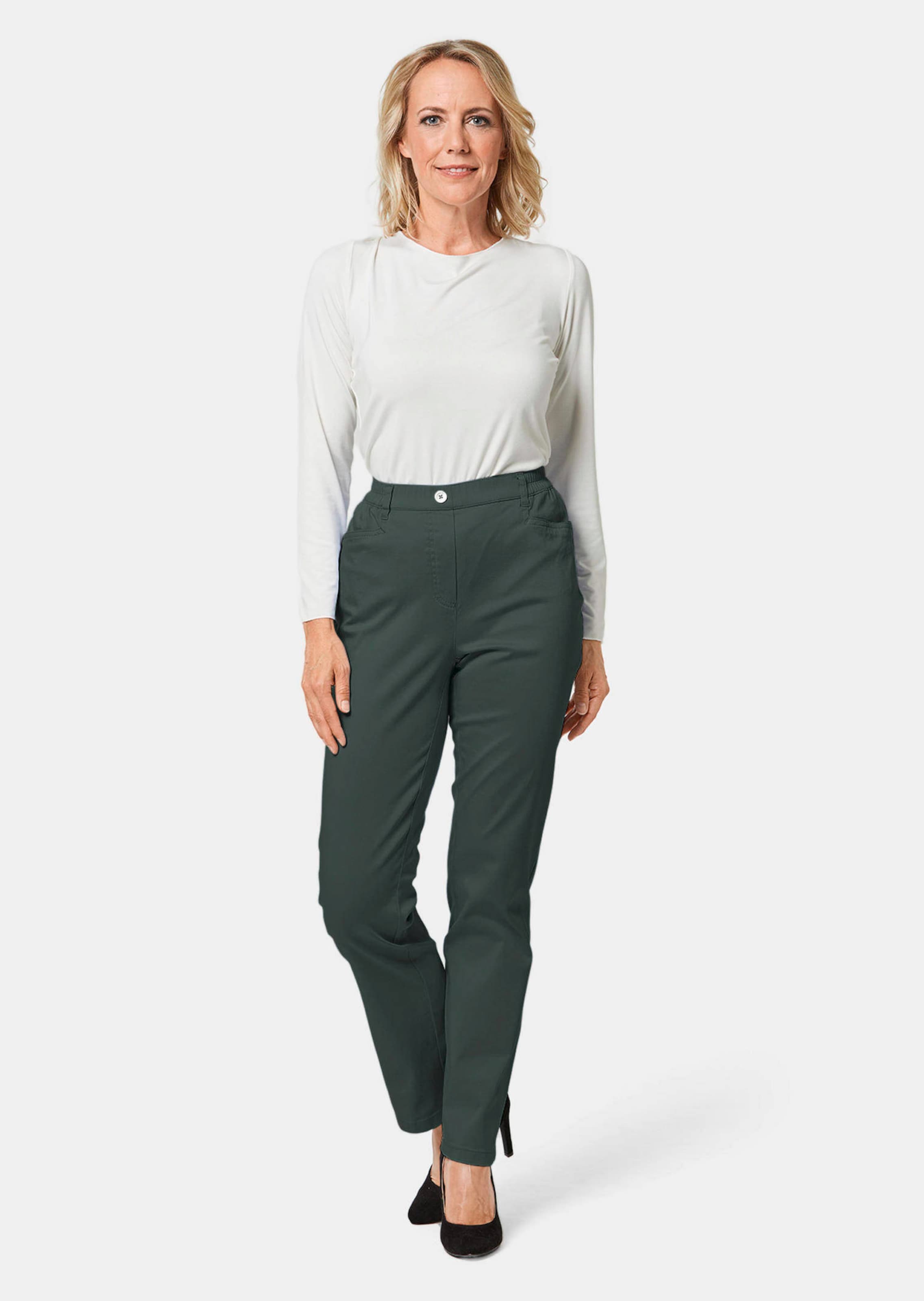Pantalon léger en coton MARTHA - vert foncé - Gr. 285 de Goldner Fashion