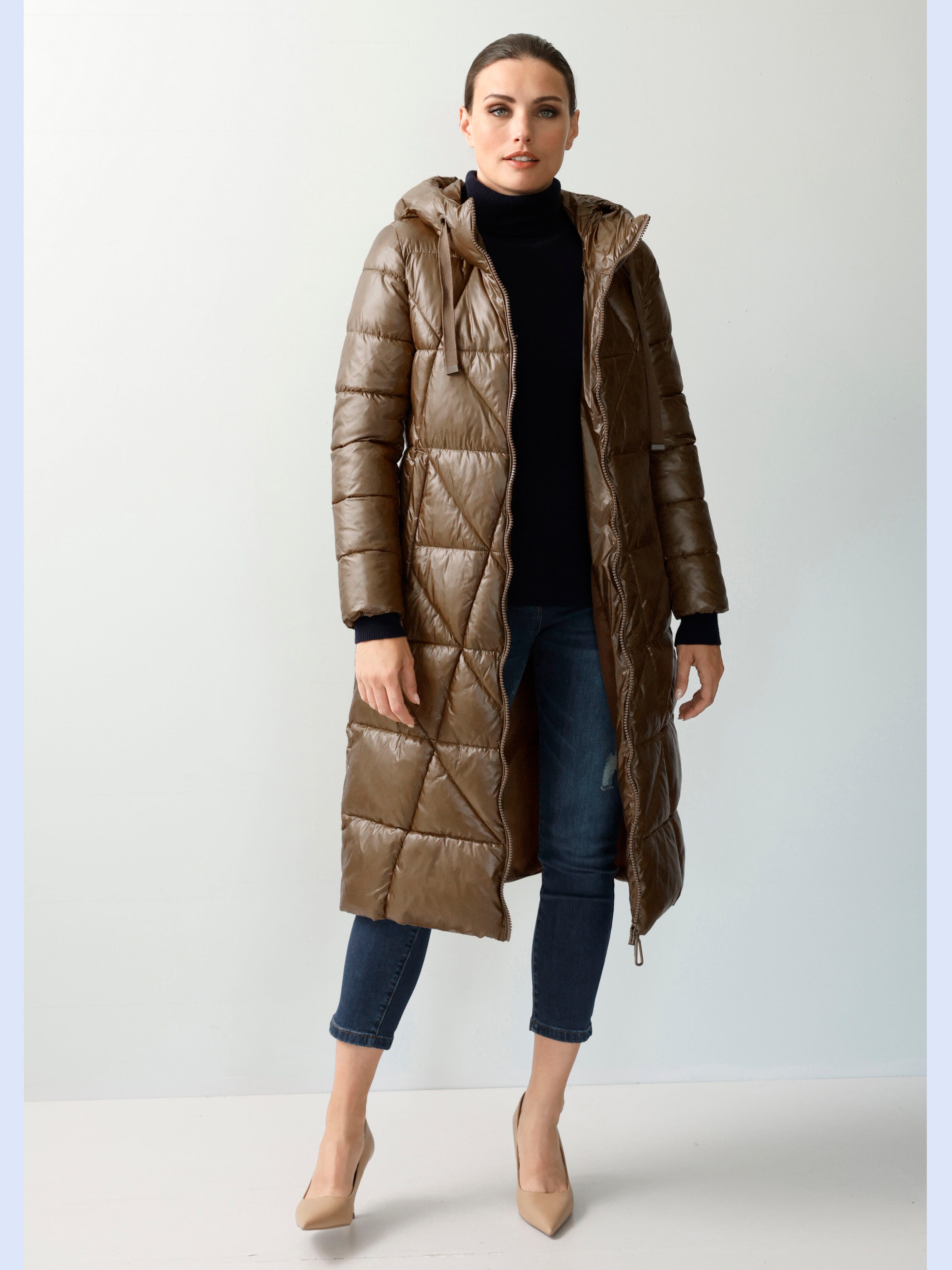 Steppmantel mit asymmetrischer Steppung