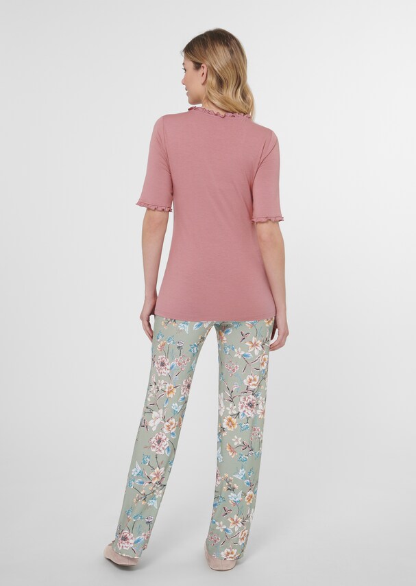 Pyjama mit Rüschen und Blütenprint 2