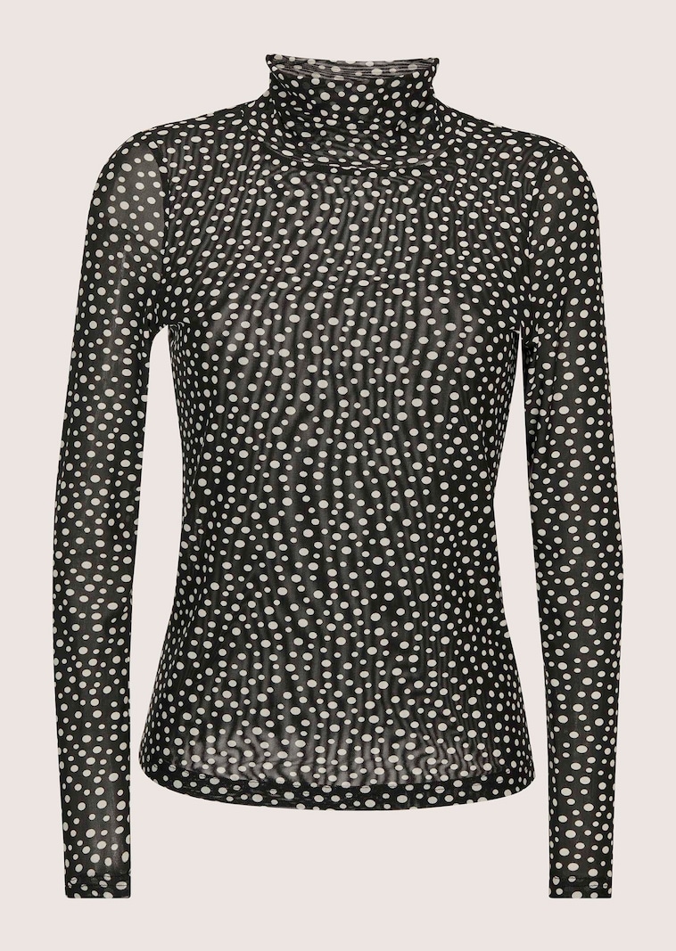 T-shirt à col montant à pois