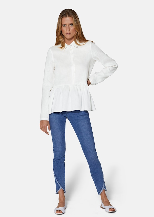 Linen blouse with frills 1