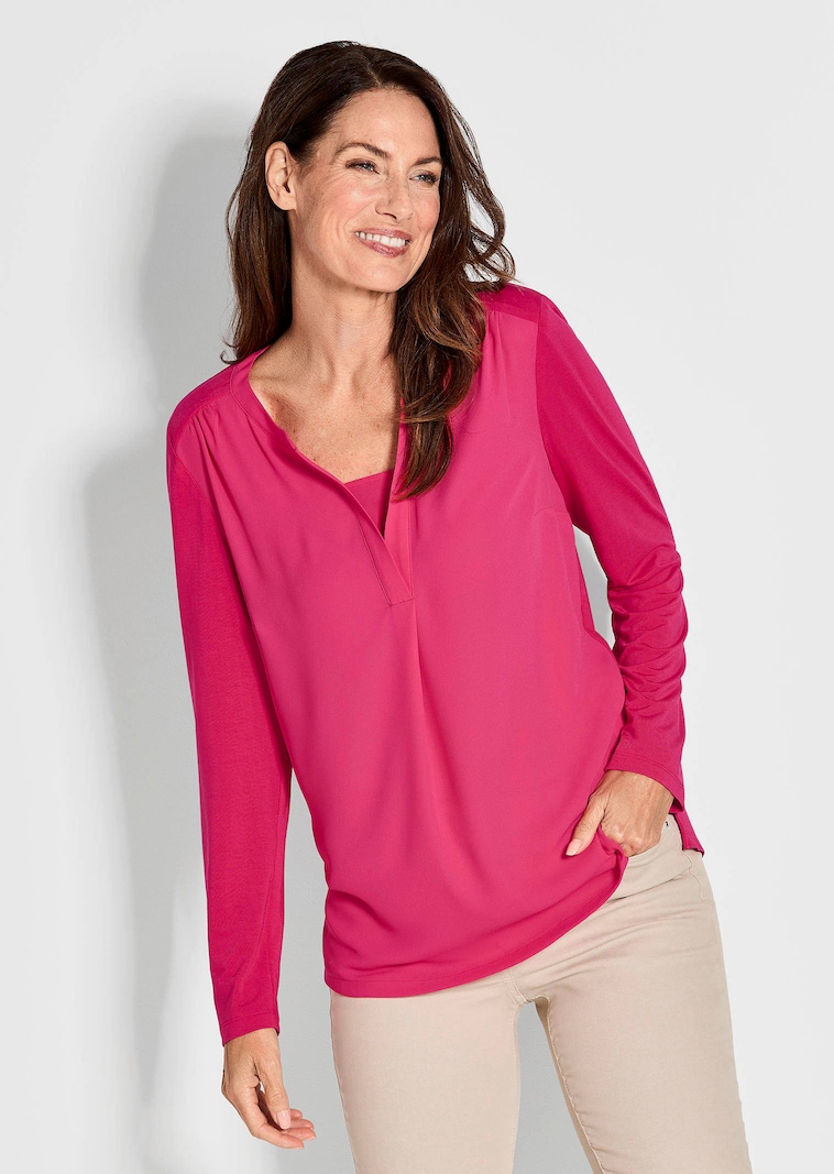Blusenshirt mit Chiffon-Einsatz