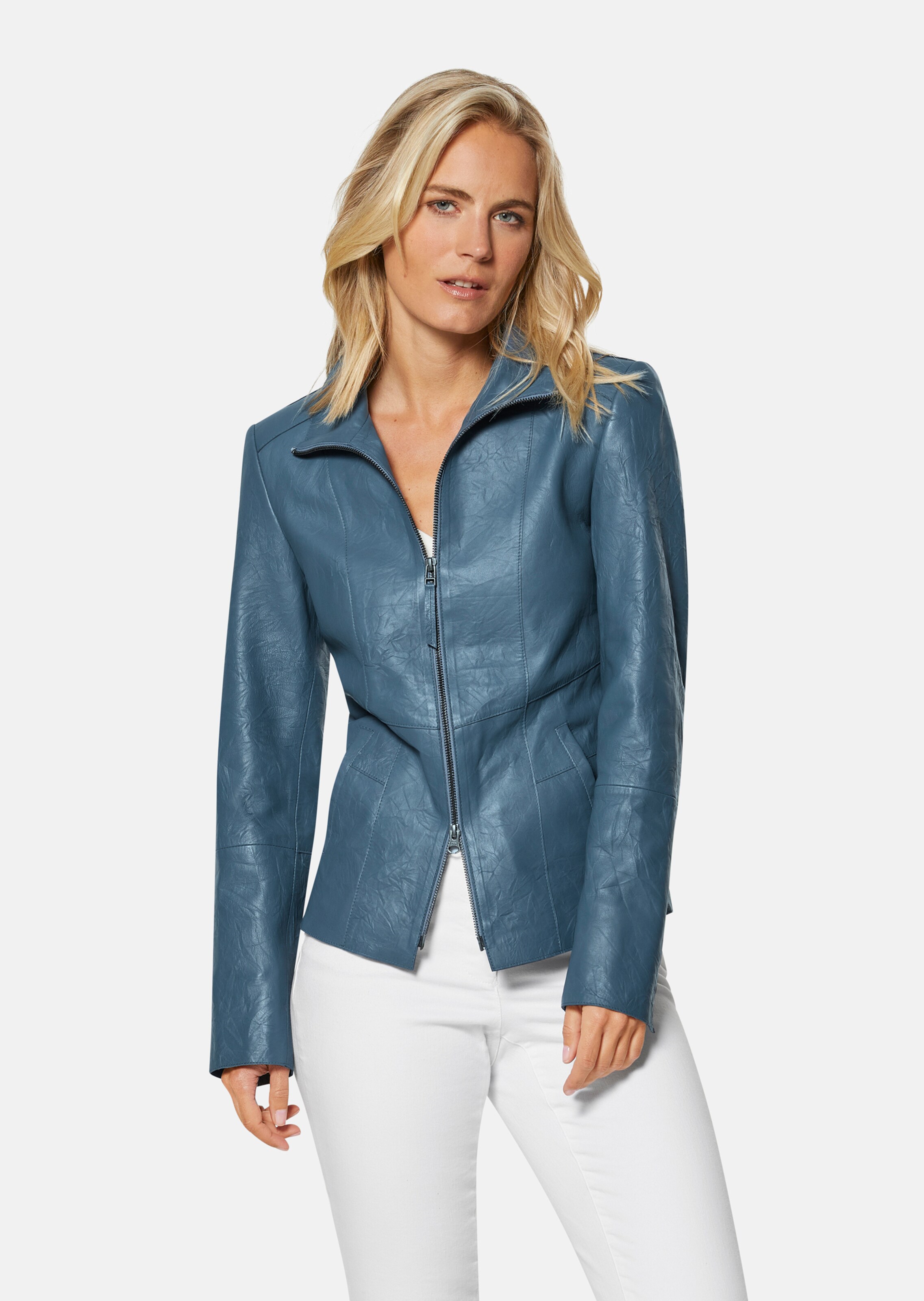 Lederjacke aus Nappa mit Crash-Struktur