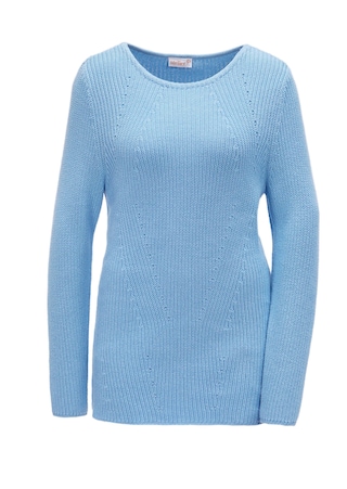 hellblau Figurschmeichelnder Pullover aus reiner Baumwolle