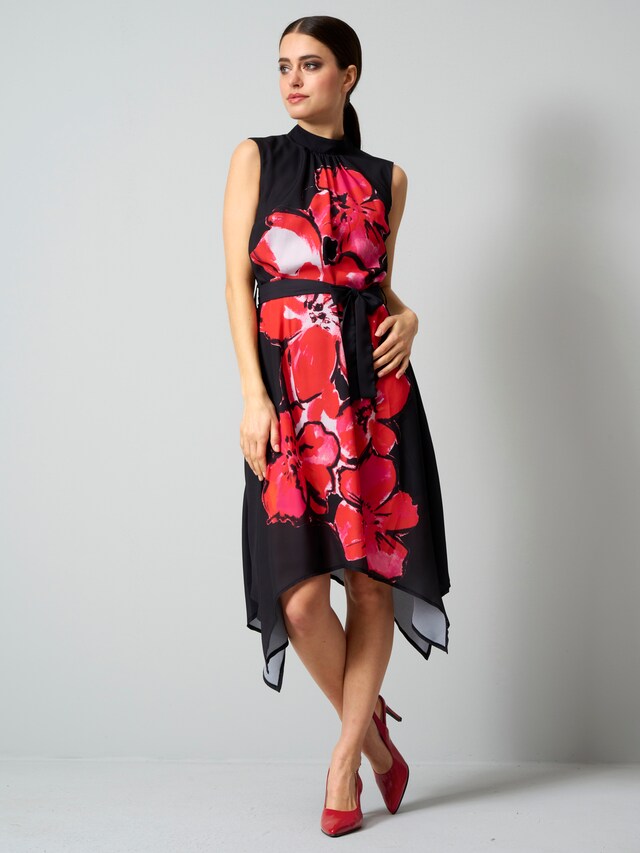 Kleid mit platziertem Blumenprint 2