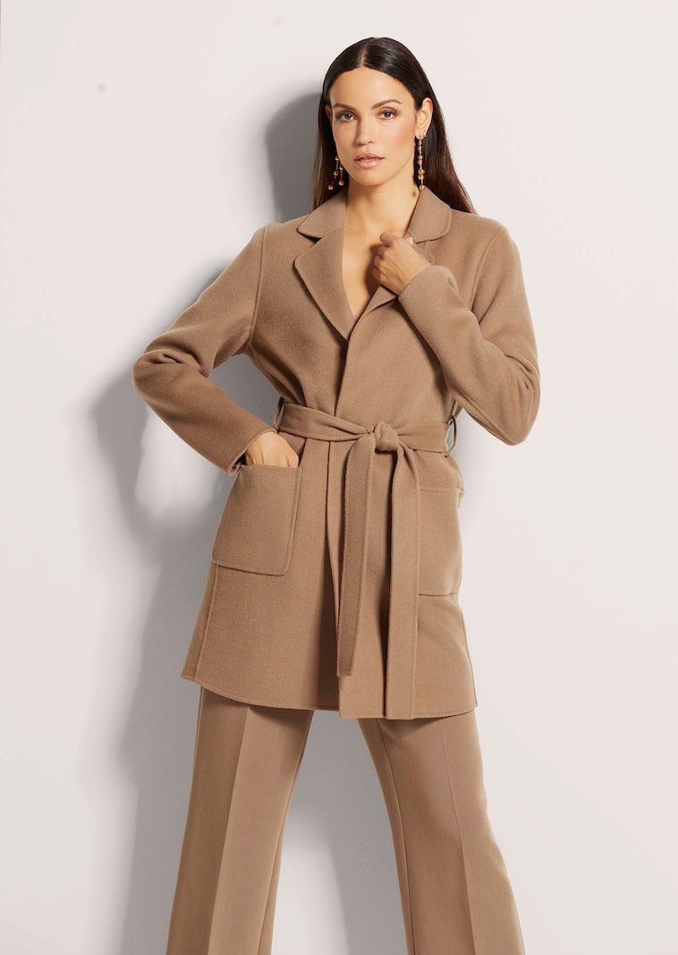 Doubleface-Mantel aus reiner Wolle