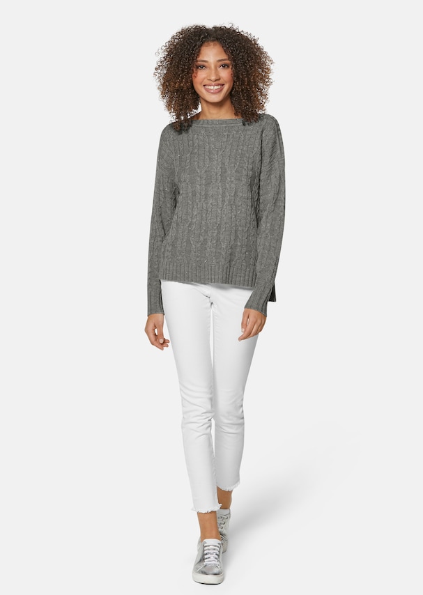 Casual cable-knit jumper with sequins 1