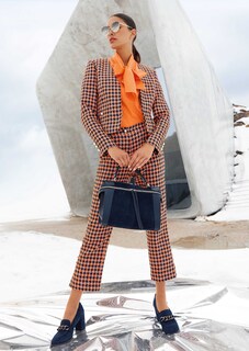 Kragenloser Kurzblazer mit Hahnentritt-Karo thumbnail 7