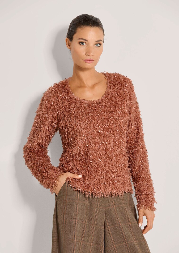 Sweatshirt aus Effektgarn in Federoptik