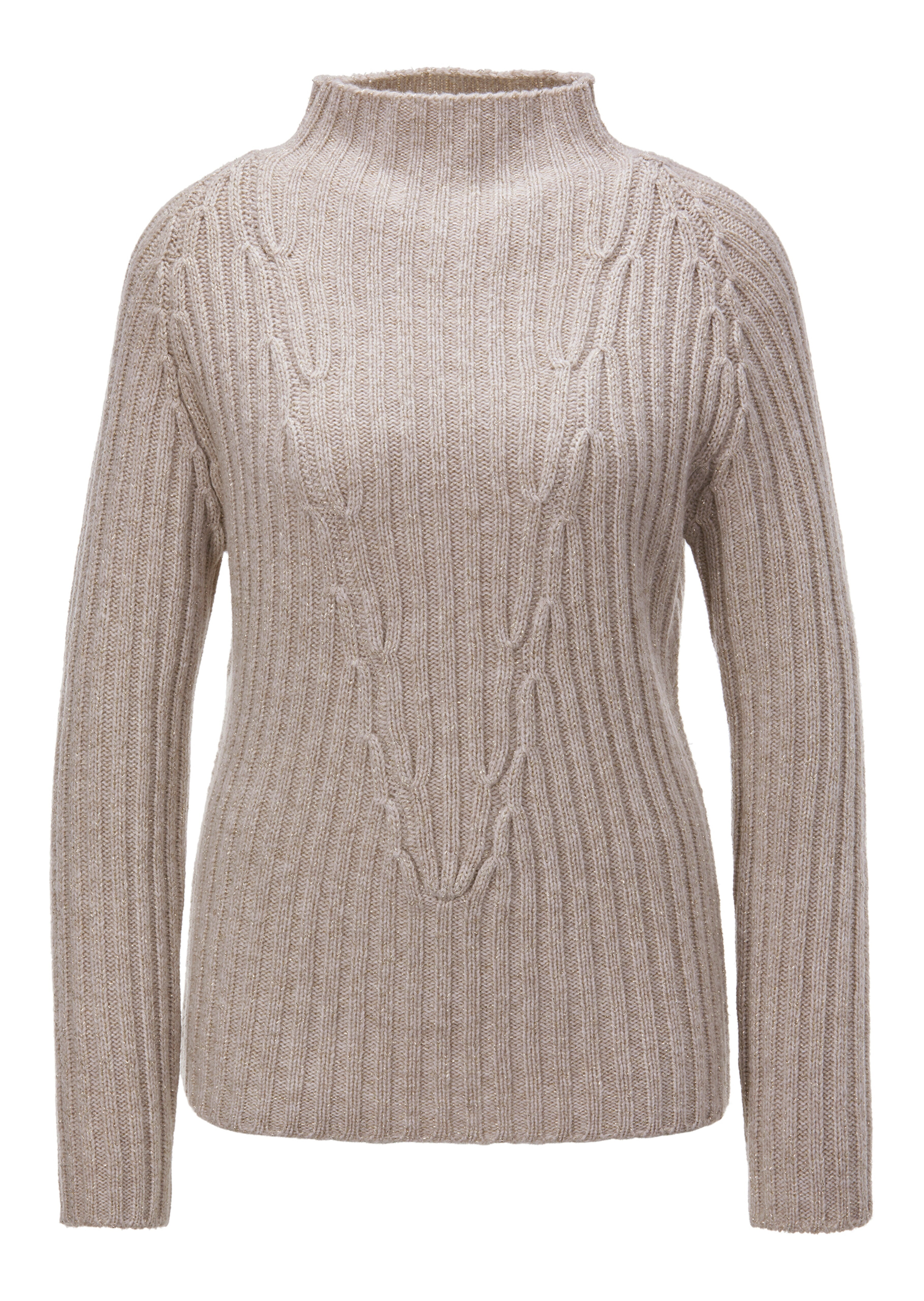 Jumper with stand-up collar and shiny accents