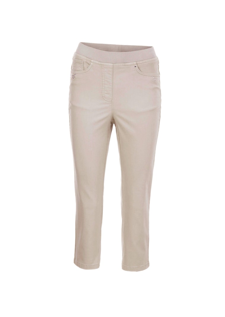 3/4-jeans Louisa met comfortabele, elastische jerseyband en borduursel