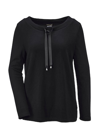 schwarz Sweatshirt mit halsfernen Kragen und Tunnelzug