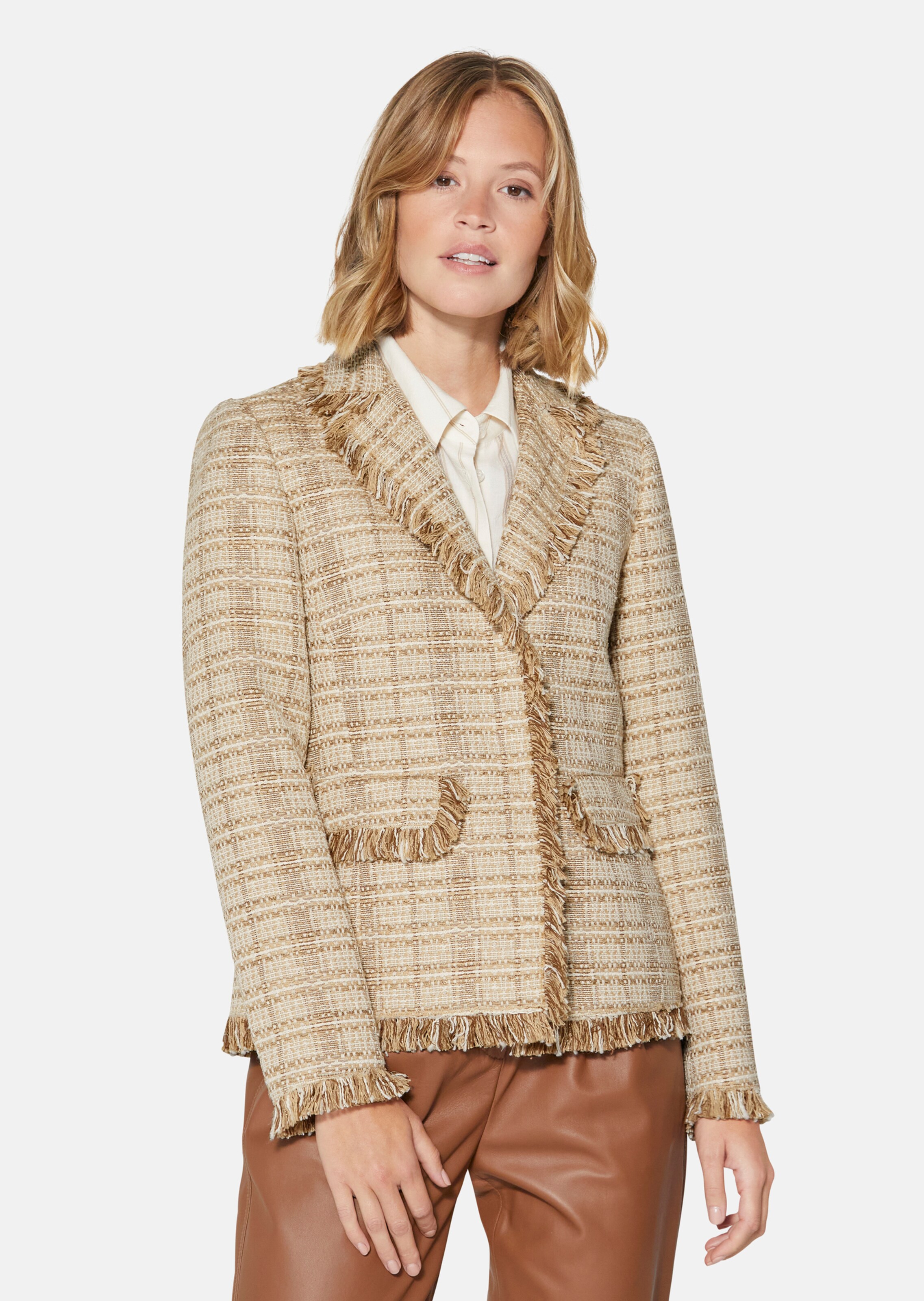 Tweedblazer mit Fransen