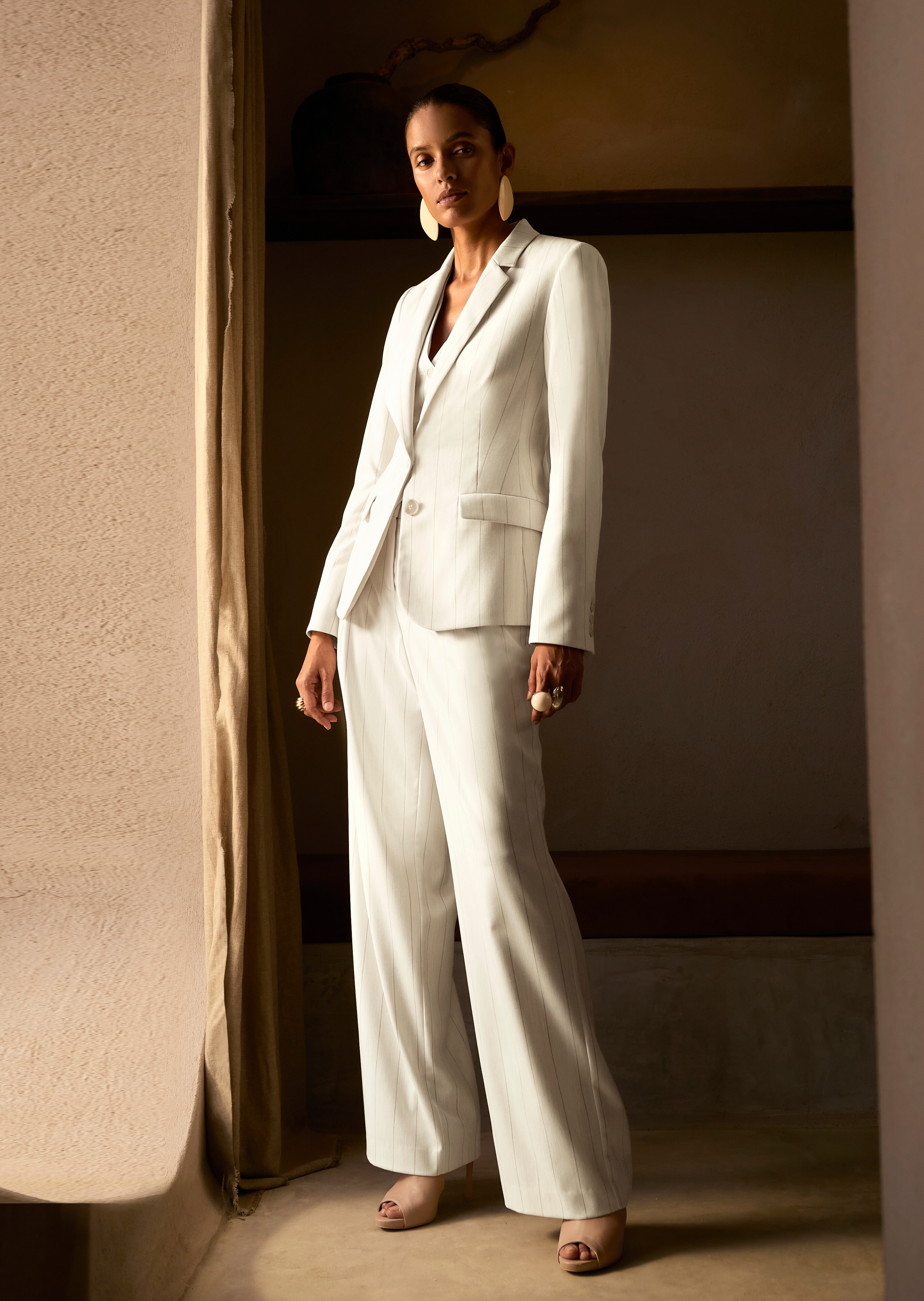 Pinstripe wide-leg trousers