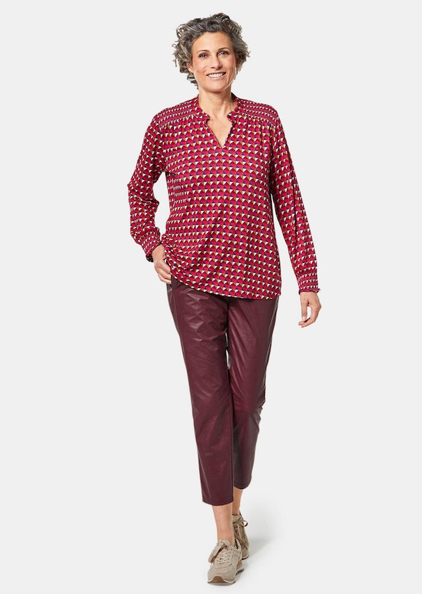 Jersey blouse met modieuze smokwerkdetails 1
